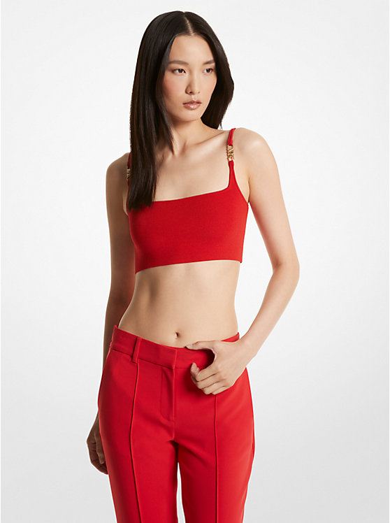 Michael Kors Ribbed Stretch Knit Cropped Ženske Majica bez Rukava Crvene | HR1482CTH