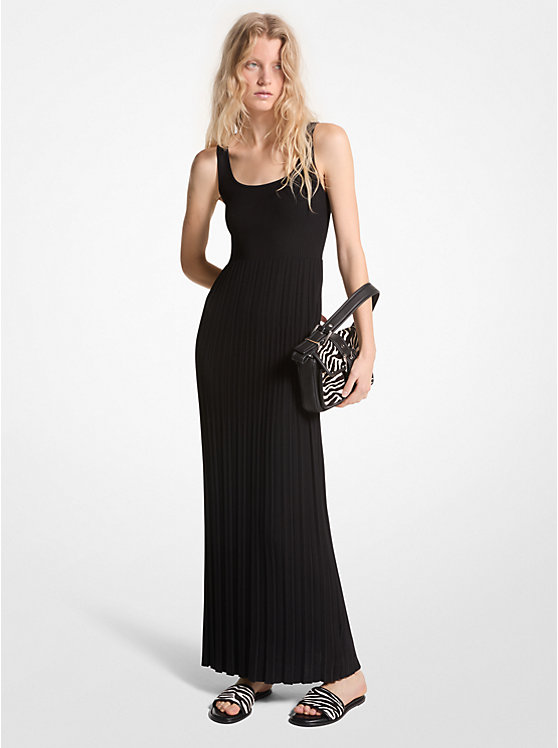 Michael Kors Ribbed Stretch Knit Maxi Ženske Haljina Crne | HR1324BEZ