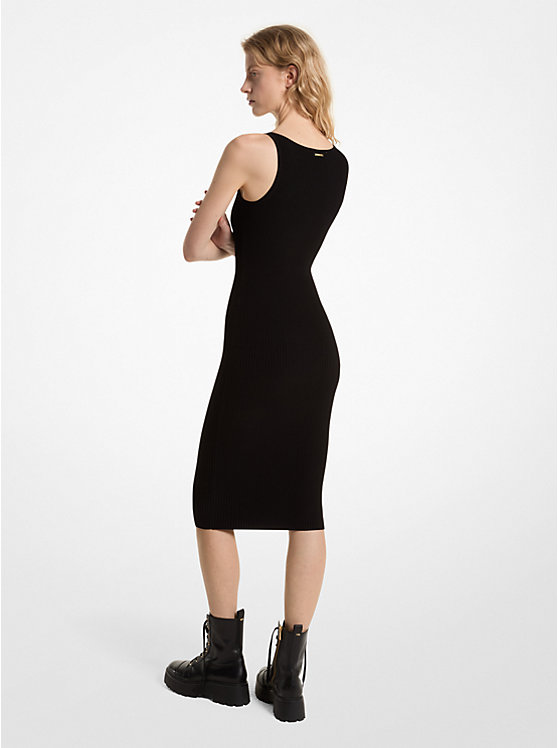 Michael Kors Ribbed Stretch Knit Midi Tank Ženske Haljina Crne | HR1325VRX