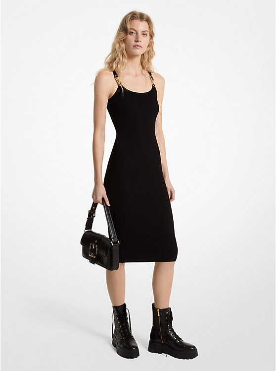 Michael Kors Ribbed Stretch Knit Midi Tank Ženske Haljina Crne | HR1325VRX