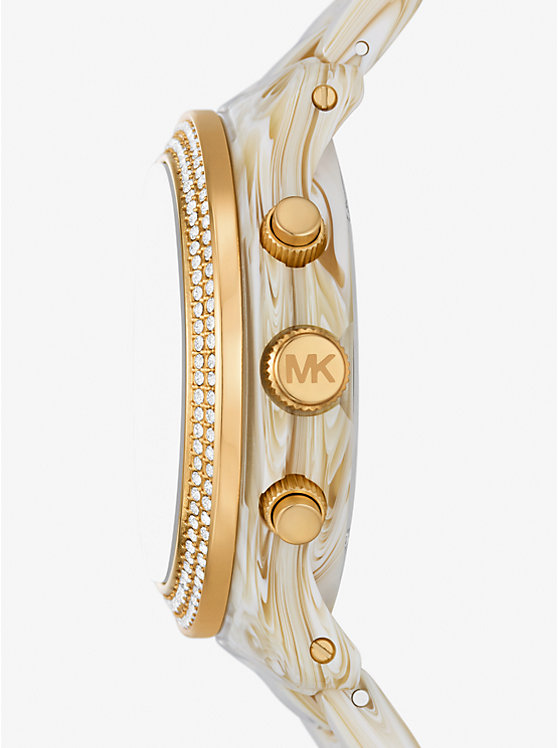 Michael Kors Runway Pavé Gold-Tone and Acetate Ženske Sat ALABASTER | HR1662EBU