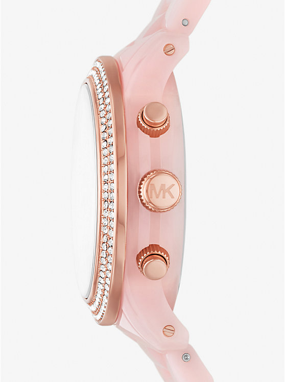 Michael Kors Runway Pavé Rose Gold-Tone and Blush Acetate Ženske Sat BLUSH | HR1665YXP