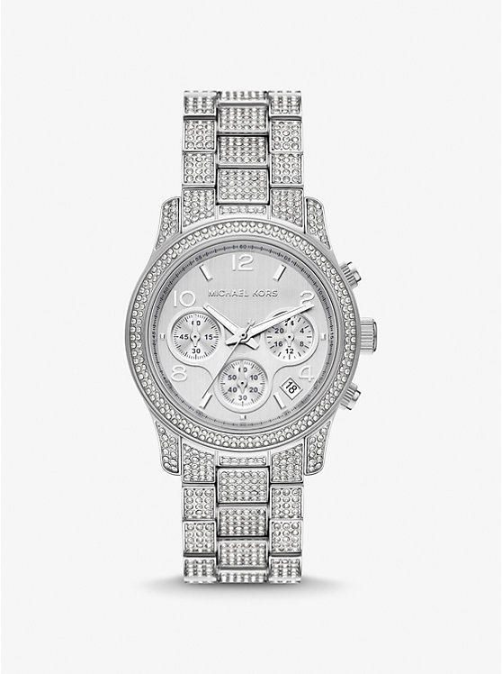 Michael Kors Runway Pavé Silver-Tone Ženske Sat Srebrne | HR1666UZA