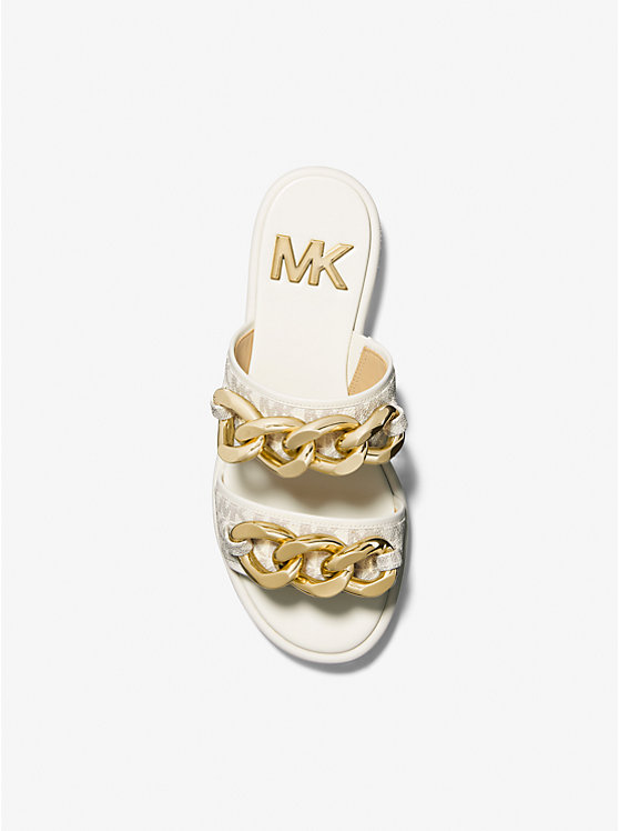 Michael Kors Scarlett Embellished Signature Logo Slide Ženske Sandale VANILLA | HR1959DFU