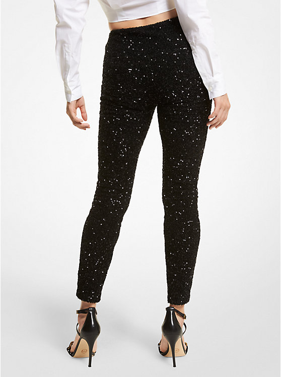 Michael Kors Sequined Stretch Mesh Ženske Tajice Crne | HR1425MQD