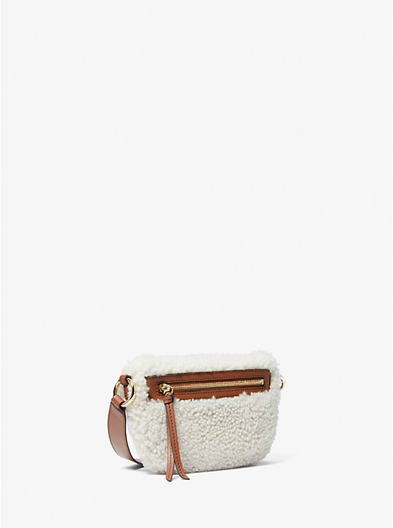 Michael Kors Slater Extra-Small Shearling Sling Pack Ženske Crossbody Torba NATURAL/LUGGAGE | HR1133UZK