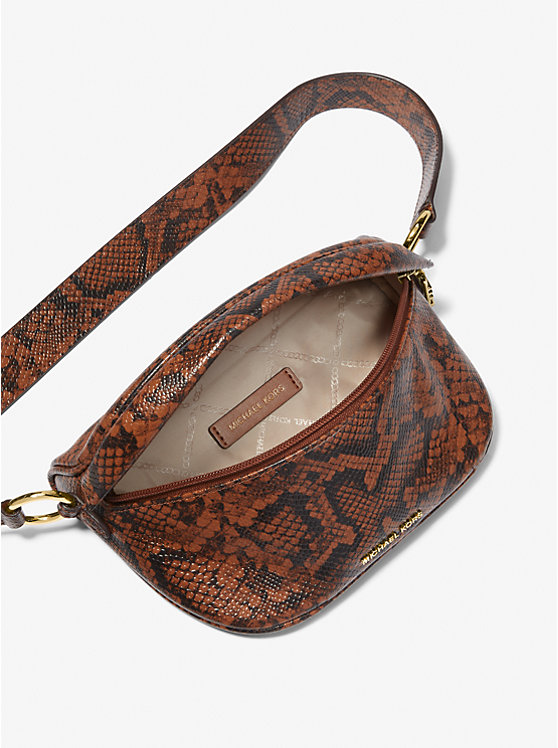 Michael Kors Slater Extra-Small Snake Embossed Leather Sling Pack Ženske Crossbody Torba LUGGAGE | HR1134YXL