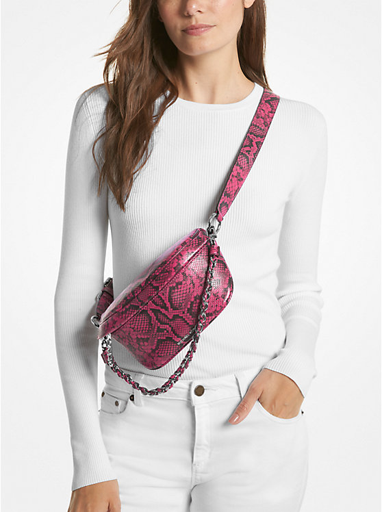 Michael Kors Slater Extra-Small Snake Embossed Leather Sling Pack Ženske Crossbody Torba Tamno Fuksije | HR1135TCZ