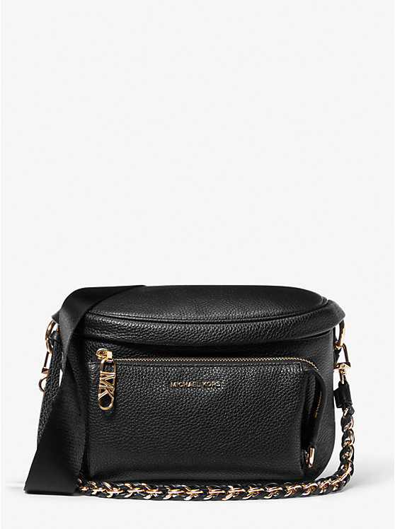 Michael Kors Slater Medium Pebbled Leather Sling Pack Ženske Crossbody Torba Crne | HR1139QMB