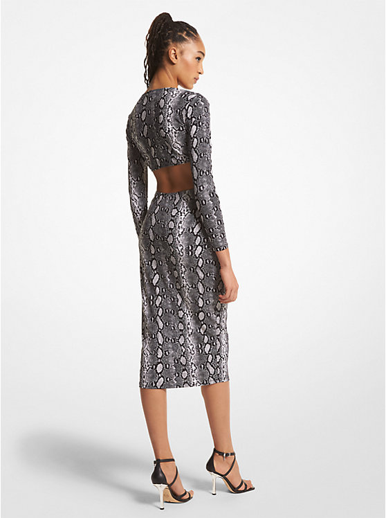 Michael Kors Snake Print Matte Jersey Cutout Ženske Haljina Crne | HR1336SGT