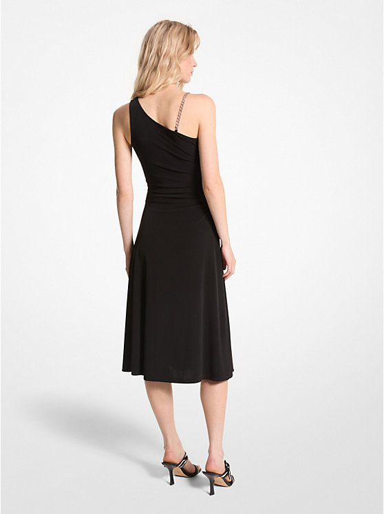 Michael Kors Stretch Matte Jersey One-Shoulder Midi Ženske Haljina Crne | HR1341UZP