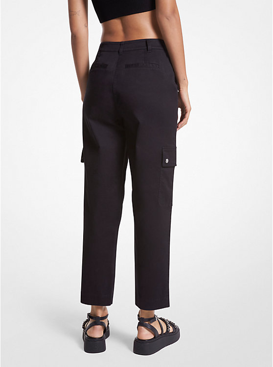 Michael Kors Stretch Organic Cotton Cargo Ženske Hlače Crne | HR1444ILT