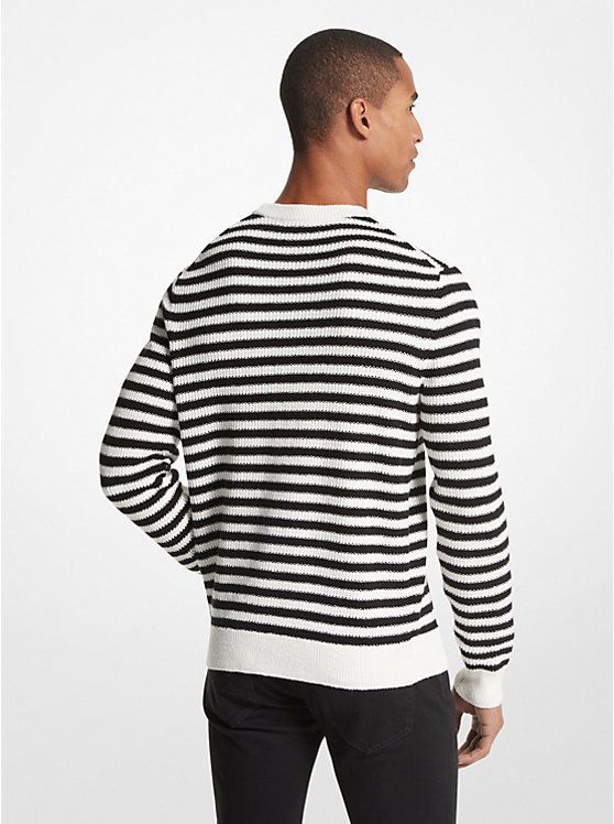 Michael Kors Striped Cotton Blend Muške Džemper Crne | HR2256NWU