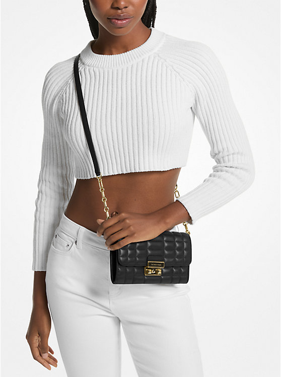 Michael Kors Tribeca Large Leather Convertible Ženske Crossbody Torba Crne | HR1147ILT