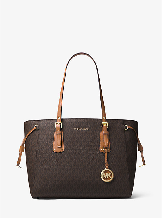 Michael Kors Voyager Medium Logo Ženske Tote Smeđe | HR1279JPW