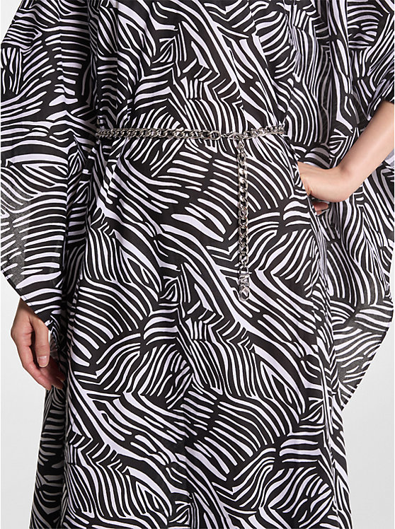 Michael Kors Zebra Organic Cotton Lawn Caftan Ženske Haljina BLACK/WHITE | HR1347QMH