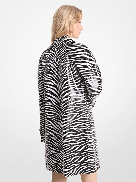 Michael Kors Zebra Print Cotton Twill Balmacaan Ženske Jakna BLACK/WHITE | HR1417KOT